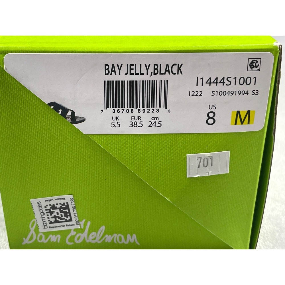 Sam Edelman Bay Jelly Slide Sandals Women's US 8 Black Jelly Logo Slip On Slides - Picture 14 of 14